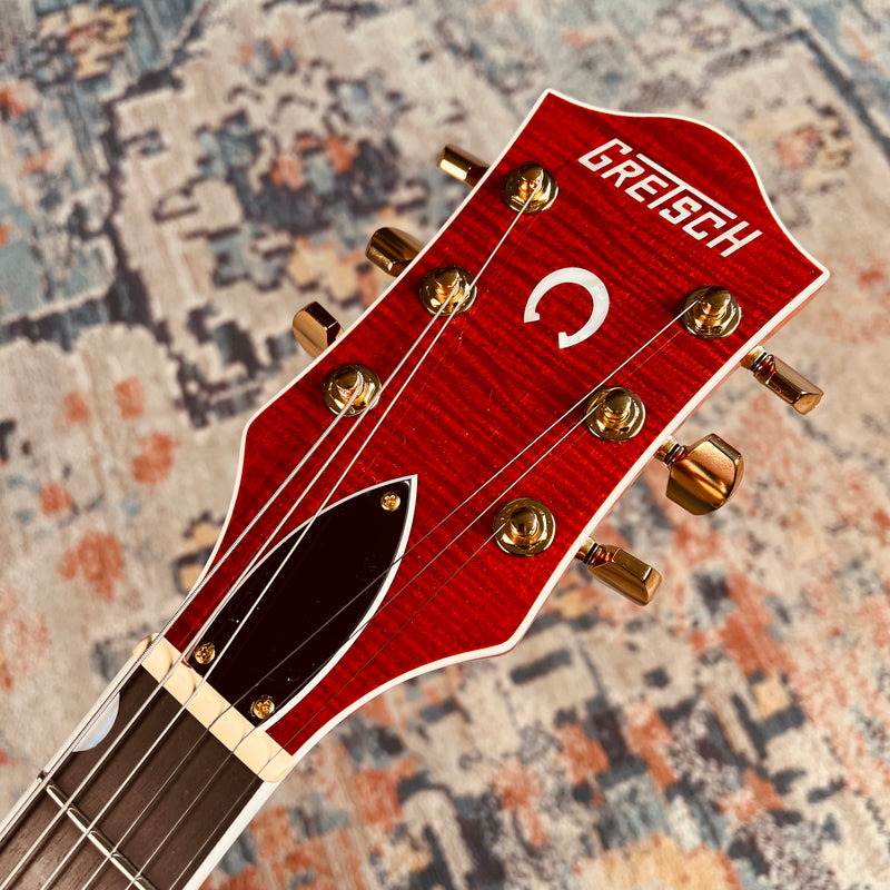 Gretsch Nashville Hollow Body with String-Thru Bigsby and Gold Hardware - Orange Stain - Lifestyle Headstock