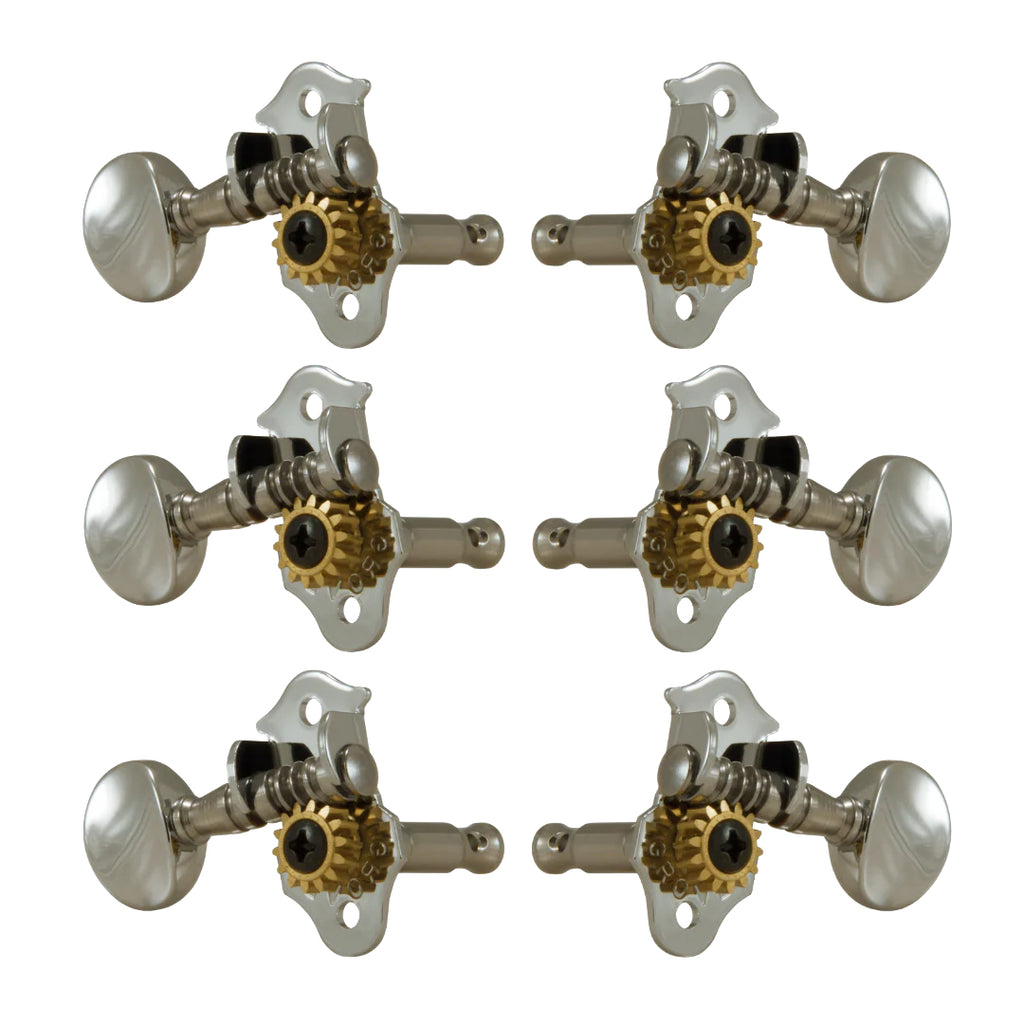 Grover 3x3 Sta-Tite Tuning Pegs Set Round Button - Nickel - 1