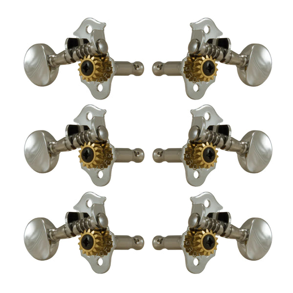 Grover 3x3 Sta-Tite Tuning Pegs Set Round Button - Nickel - 1