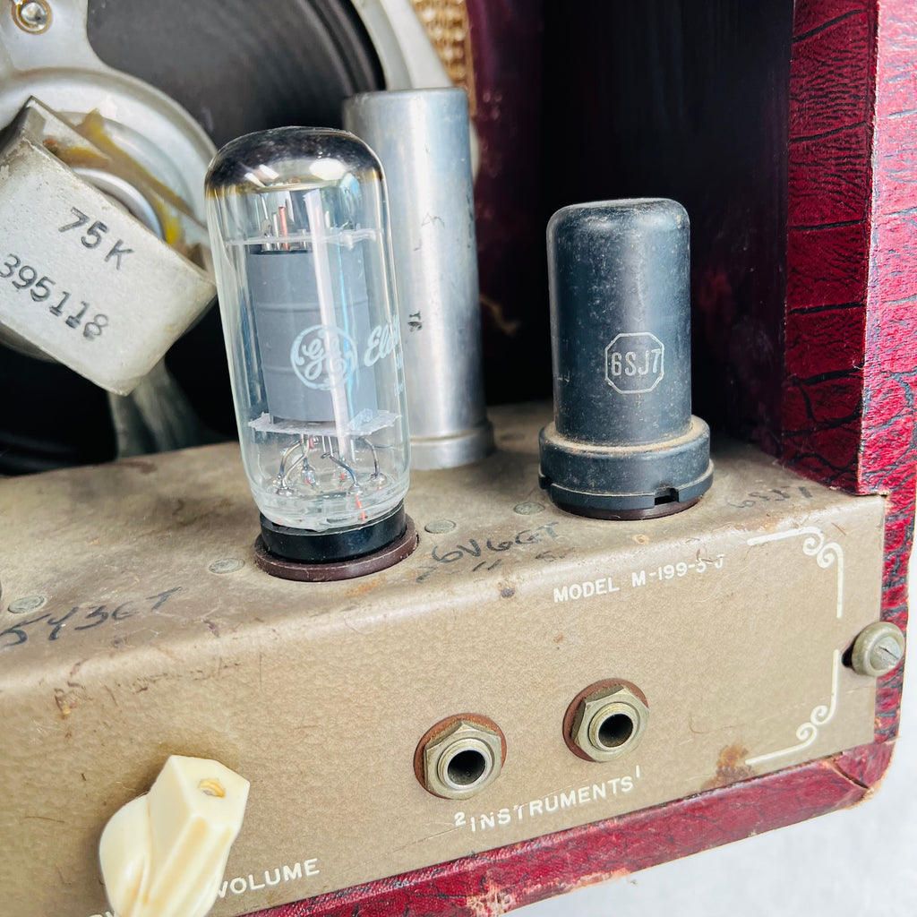 Magnatone Student Model M-199-3-J 1x8" Combo Amplifier 1950s - Maroon Gator - 11