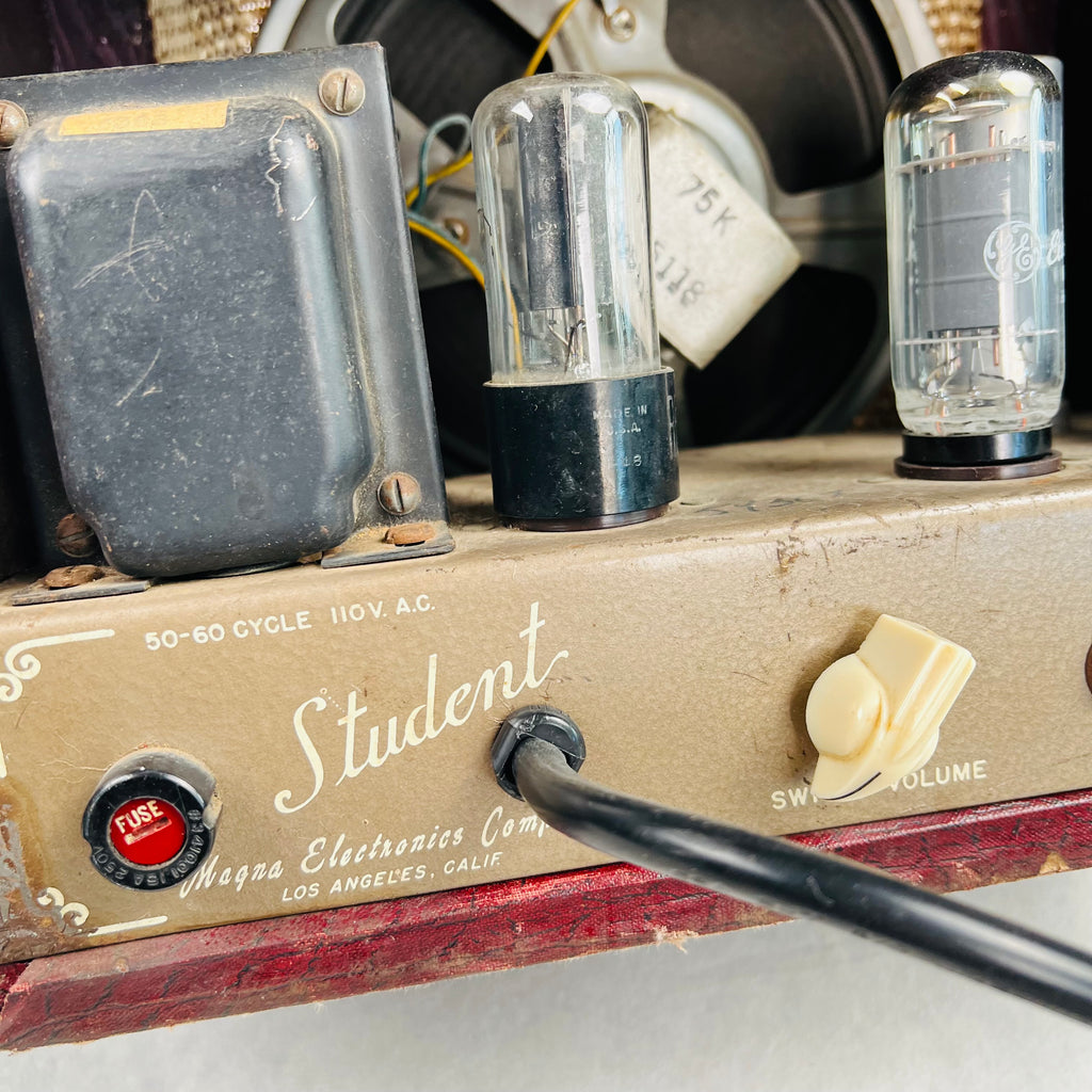 Magnatone Student Model M-199-3-J 1x8" Combo Amplifier 1950s - Maroon Gator - 12