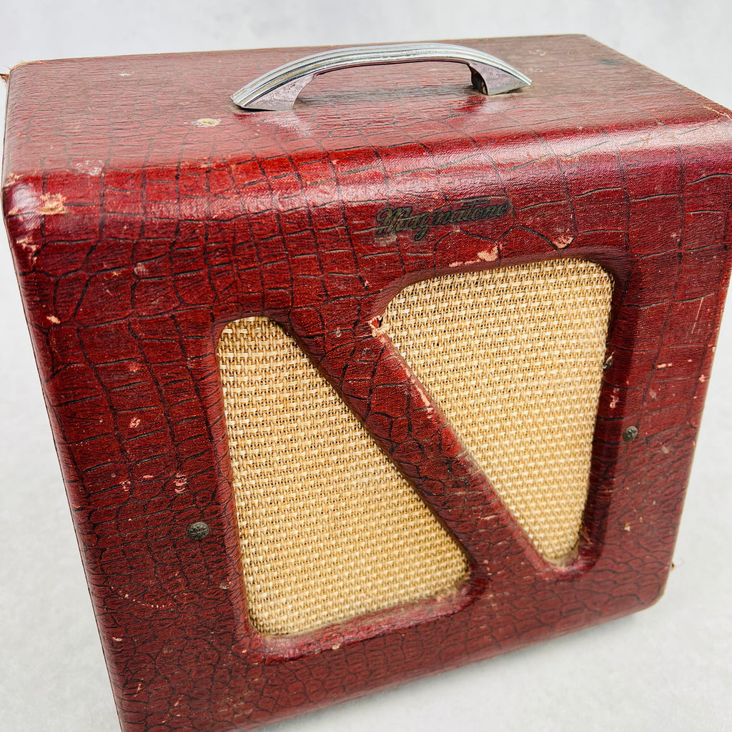 Magnatone Student Model M-199-3-J 1x8" Combo Amplifier 1950s - Maroon Gator - 3