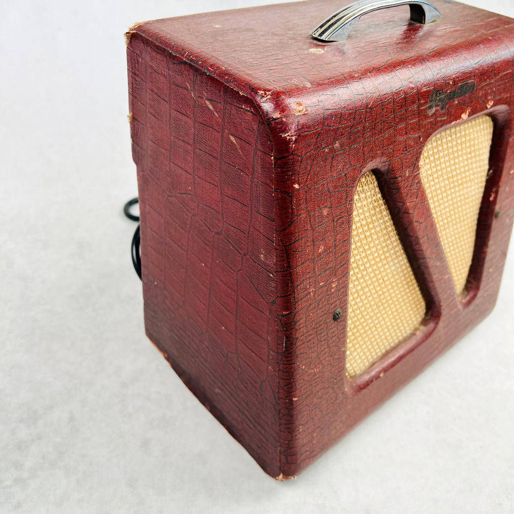 Magnatone Student Model M-199-3-J 1x8" Combo Amplifier 1950s - Maroon Gator - 5