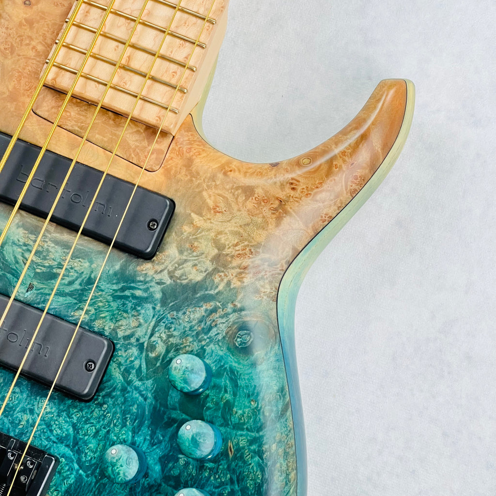 MTD Michael Tobias Design USA 530-24 5-String Bass - Caribbean Ocean Blue Fade - 6