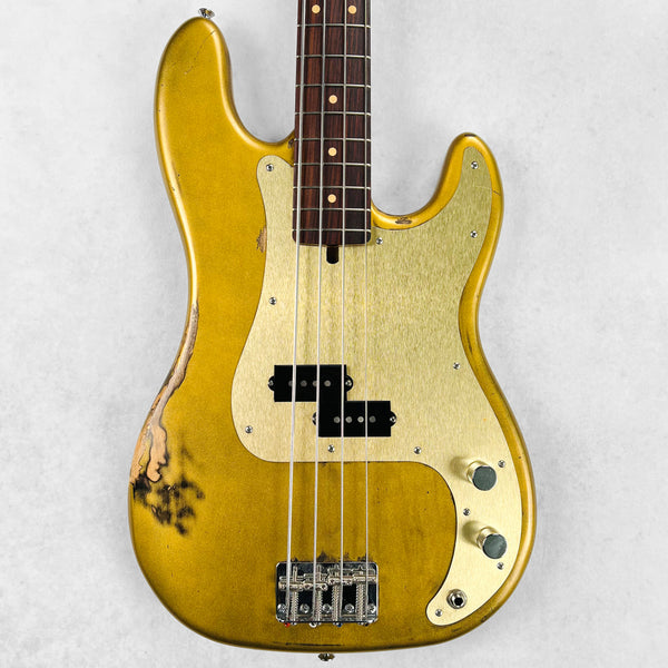 Olinto by La Bella 4-String P Bass 2024 - Carbo Gold Relic - 1