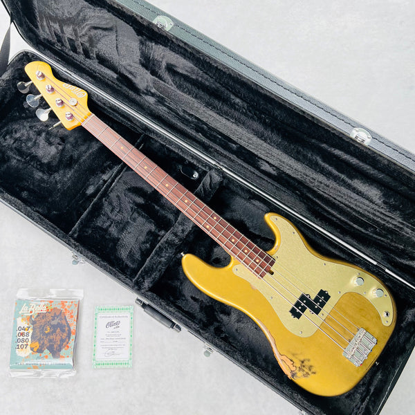 Olinto by La Bella 4-String P Bass 2024 - Carbo Gold Relic - 21