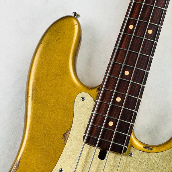 Olinto by La Bella 4-String P Bass 2024 - Carbo Gold Relic - 3