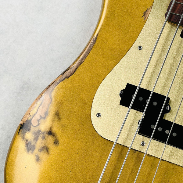 Olinto by La Bella 4-String P Bass 2024 - Carbo Gold Relic - 4
