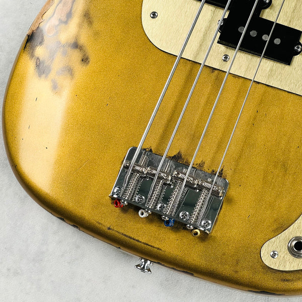 Olinto by La Bella 4-String P Bass 2024 - Carbo Gold Relic - 5