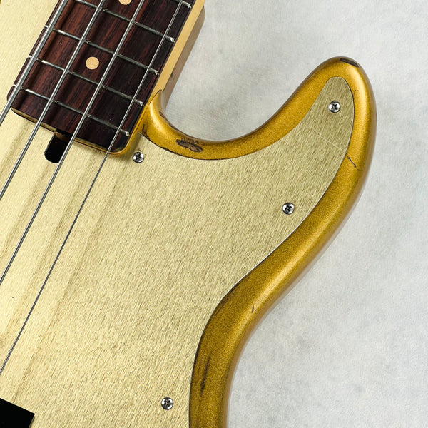 Olinto by La Bella 4-String P Bass 2024 - Carbo Gold Relic - 7