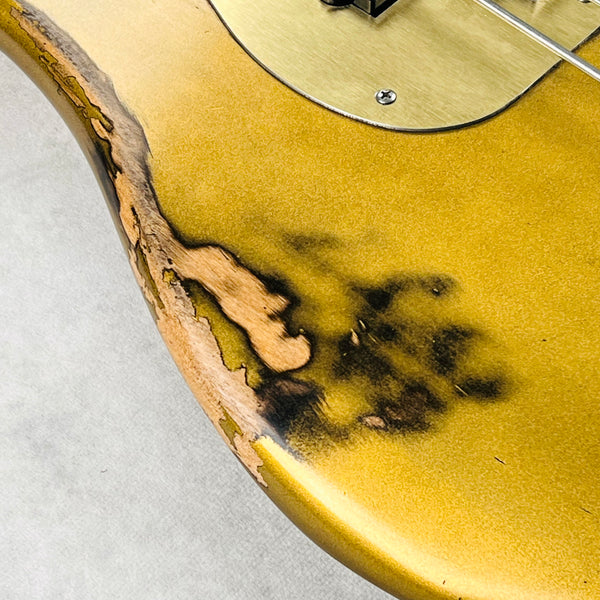 Olinto by La Bella 4-String P Bass 2024 - Carbo Gold Relic - 9