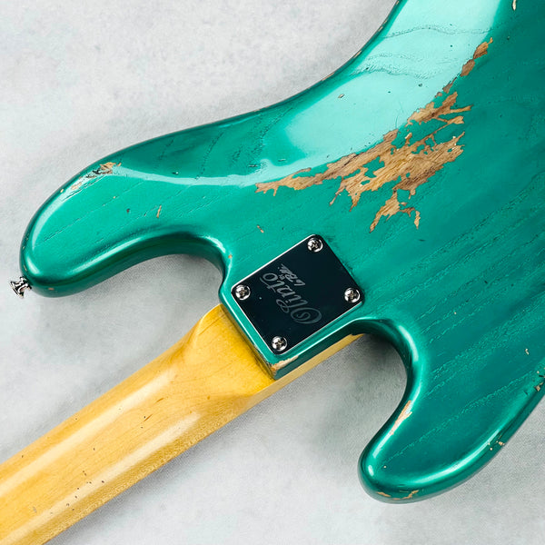 Olinto by La Bella P4 Anodized Guard Relic 4-String Bass 2025 - Arlington Green Metallic - 13