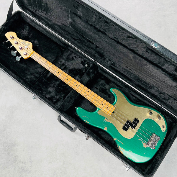 Olinto by La Bella P4 Anodized Guard Relic 4-String Bass 2025 - Arlington Green Metallic - 17