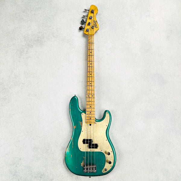 Olinto by La Bella P4 Anodized Guard Relic 4-String Bass 2025 - Arlington Green Metallic - 2