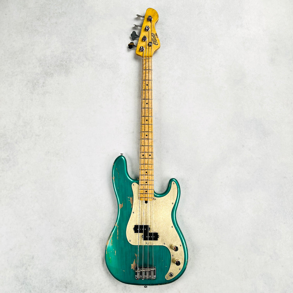 Olinto by La Bella P4 Anodized Guard Relic 4-String Bass 2025 - Arlington Green Metallic - 2