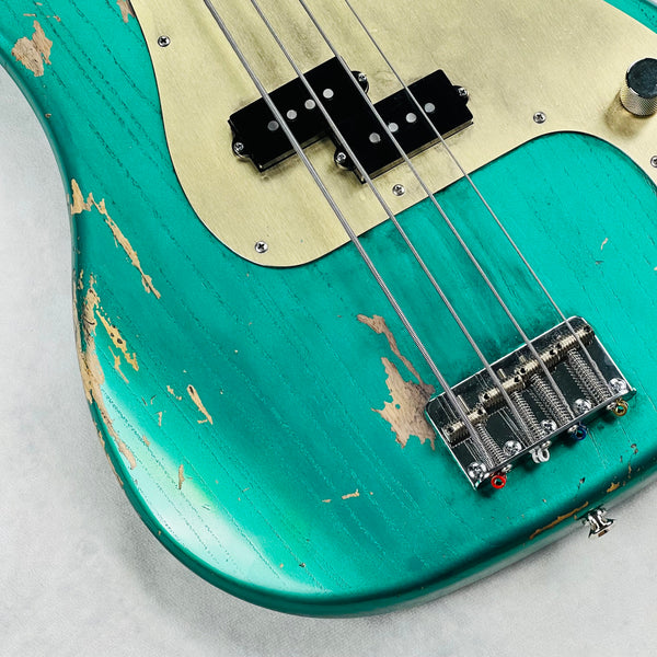 Olinto by La Bella P4 Anodized Guard Relic 4-String Bass 2025 - Arlington Green Metallic - 4