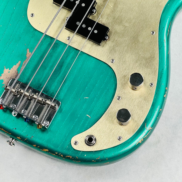 Olinto by La Bella P4 Anodized Guard Relic 4-String Bass 2025 - Arlington Green Metallic - 5