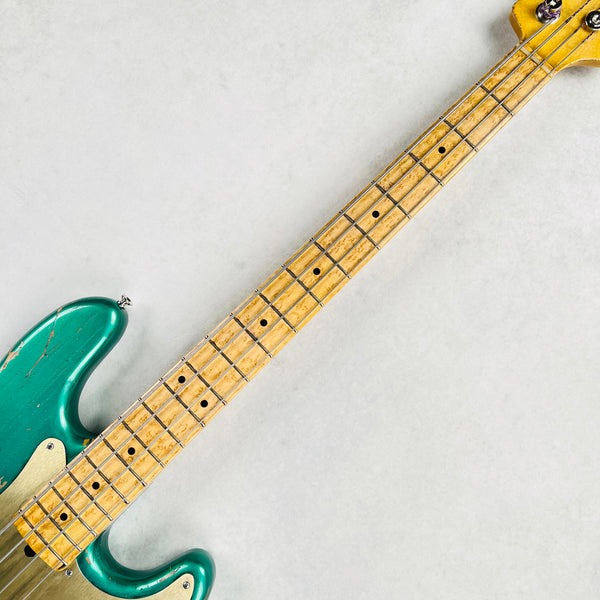 Olinto by La Bella P4 Anodized Guard Relic 4-String Bass 2025 - Arlington Green Metallic - 8