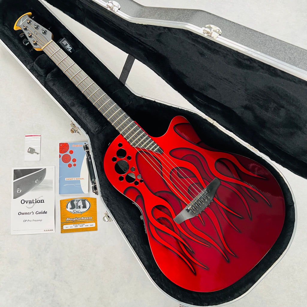 Ovation 1778T Elite - Candy Apple Red Hot Rod Flames - 22