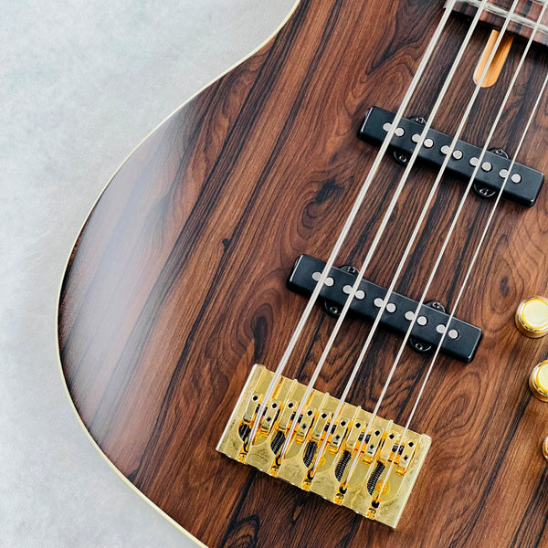 Pensa J-534 Ziricote Top Chambered 5-String Bass 2023 - Natural / Aztec Gold - 4