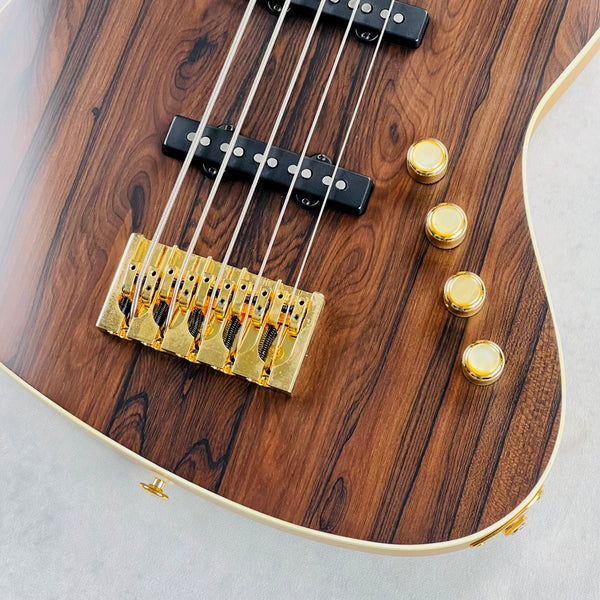 Pensa J-534 Ziricote Top Chambered 5-String Bass 2023 - Natural / Aztec Gold - 5