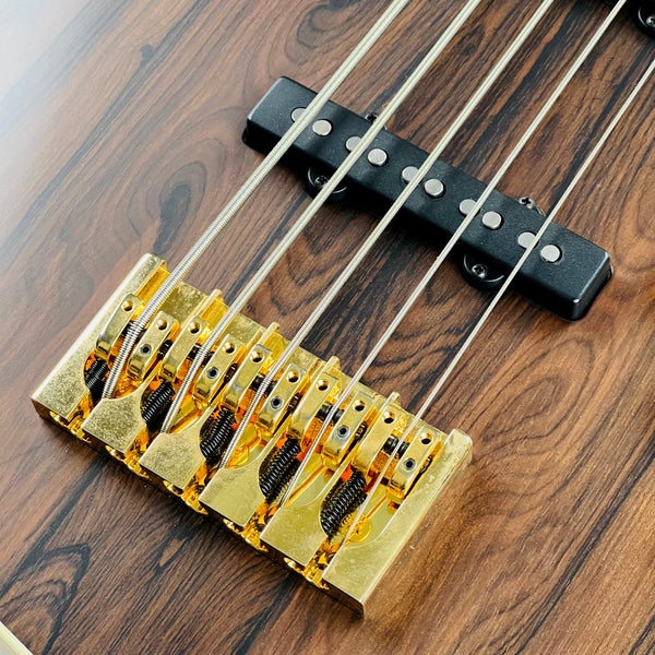 Pensa J-534 Ziricote Top Chambered 5-String Bass 2023 - Natural / Aztec Gold - 7