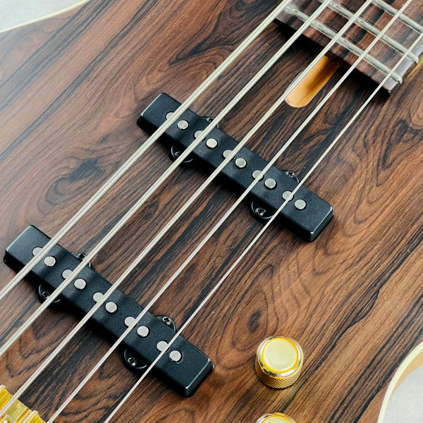 Pensa J-534 Ziricote Top Chambered 5-String Bass 2023 - Natural / Aztec Gold - 8