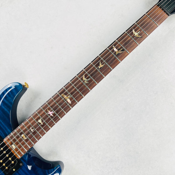 PRS Custom 24 10-Top Birds Brazilian Rosewood Gold Hardware 1990 - Royal Blue - 11