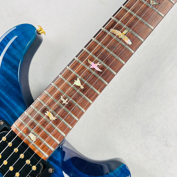 PRS Custom 24 10-Top Birds Brazilian Rosewood Gold Hardware 1990 - Royal Blue - 12