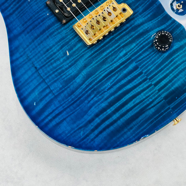 PRS Custom 24 10-Top Birds Brazilian Rosewood Gold Hardware 1990 - Royal Blue - 8