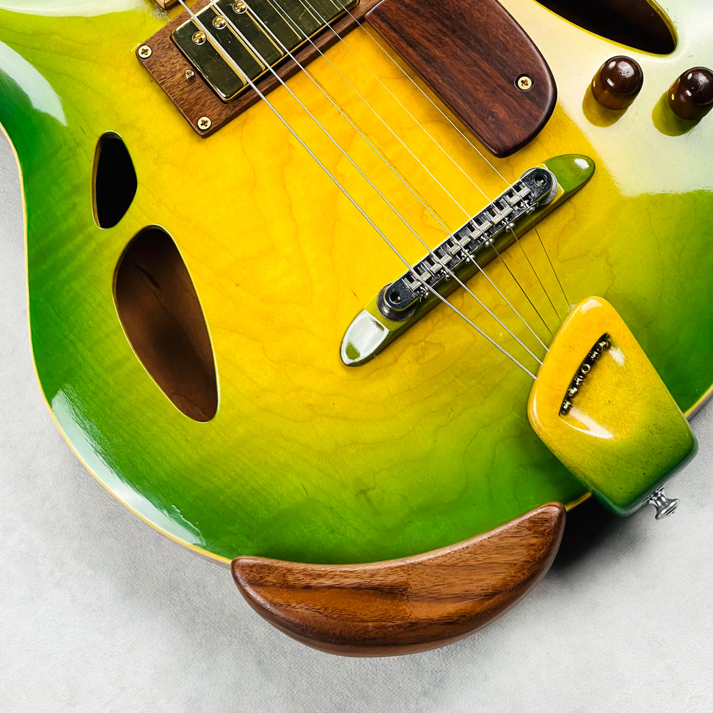 RT Custom Short Scale Hollow Body Guitar 2000s - Green Burst - 4