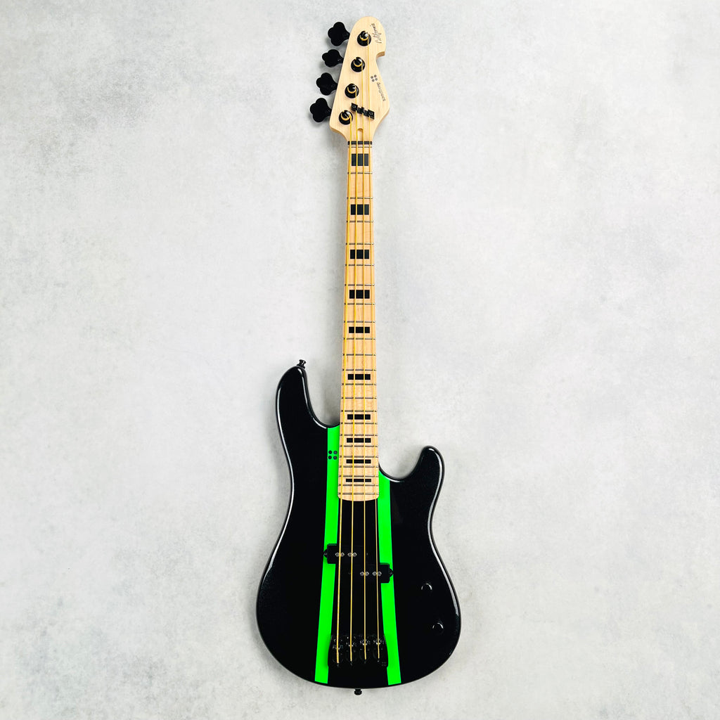 Sandberg California VS Lionel 30" Short Scale 4-String Bass 2024 - Cosmic Black & Green Neon Stripes - 2