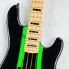 Sandberg California VS Lionel 30" Short Scale 4-String Bass 2024 - Cosmic Black & Green Neon Stripes - 3