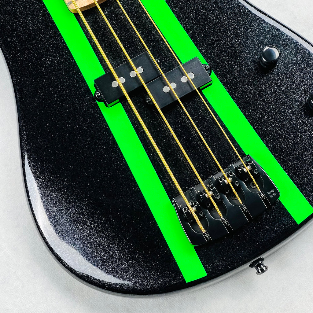 Sandberg California VS Lionel 30" Short Scale 4-String Bass 2024 - Cosmic Black & Green Neon Stripes - 4