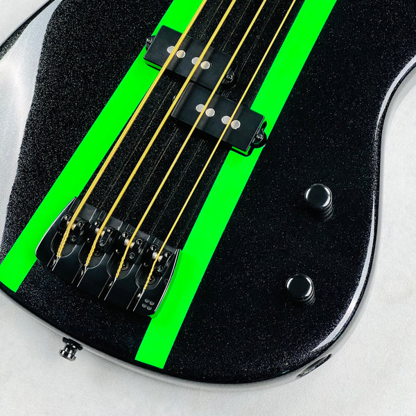 Sandberg California VS Lionel 30" Short Scale 4-String Bass 2024 - Cosmic Black & Green Neon Stripes - 5