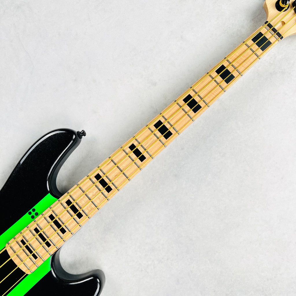 Sandberg California VS Lionel 30" Short Scale 4-String Bass 2024 - Cosmic Black & Green Neon Stripes - 7