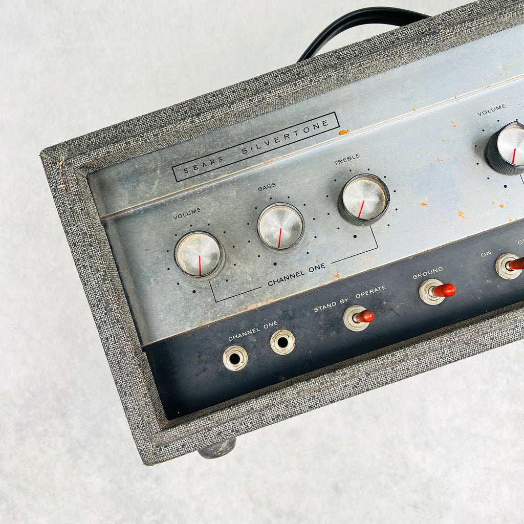 Sears Silvertone Model 1483 Amplifier Vintage Guitar Head 1965 - Gray - 2