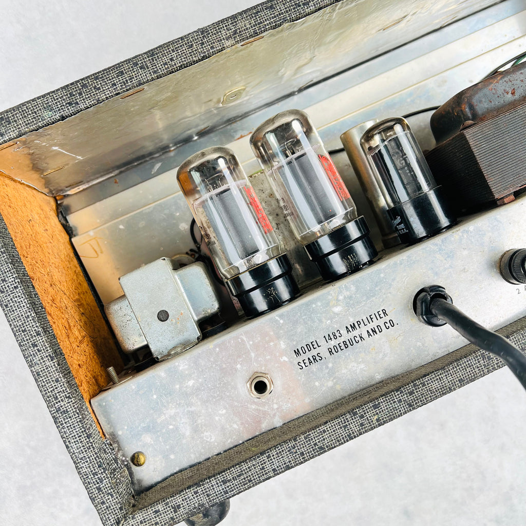 Sears Silvertone Model 1483 Amplifier Vintage Guitar Head 1965 - Gray - 8