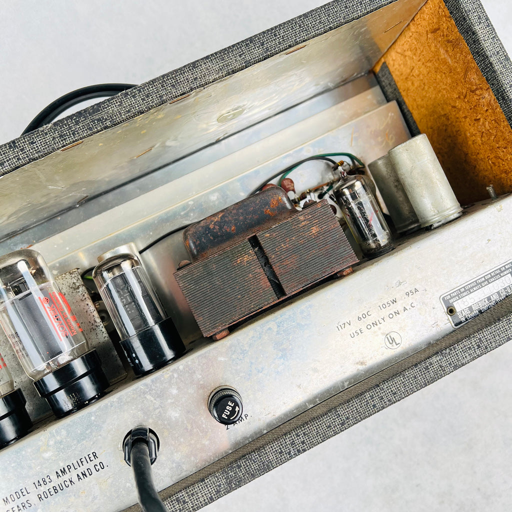 Sears Silvertone Model 1483 Amplifier Vintage Guitar Head 1965 - Gray - 9