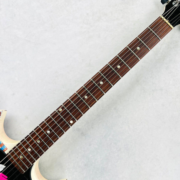 Vintage Gibson Melody Maker Historic Makeovers Joan Jett Replica Electric Guitar - Aged White with Stickers - 11