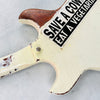 Vintage Gibson Melody Maker Historic Makeovers Joan Jett Replica Electric Guitar - Aged White with Stickers - 17