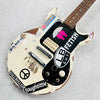 Vintage Gibson Melody Maker Historic Makeovers Joan Jett Replica Electric Guitar - Aged White with Stickers - 9