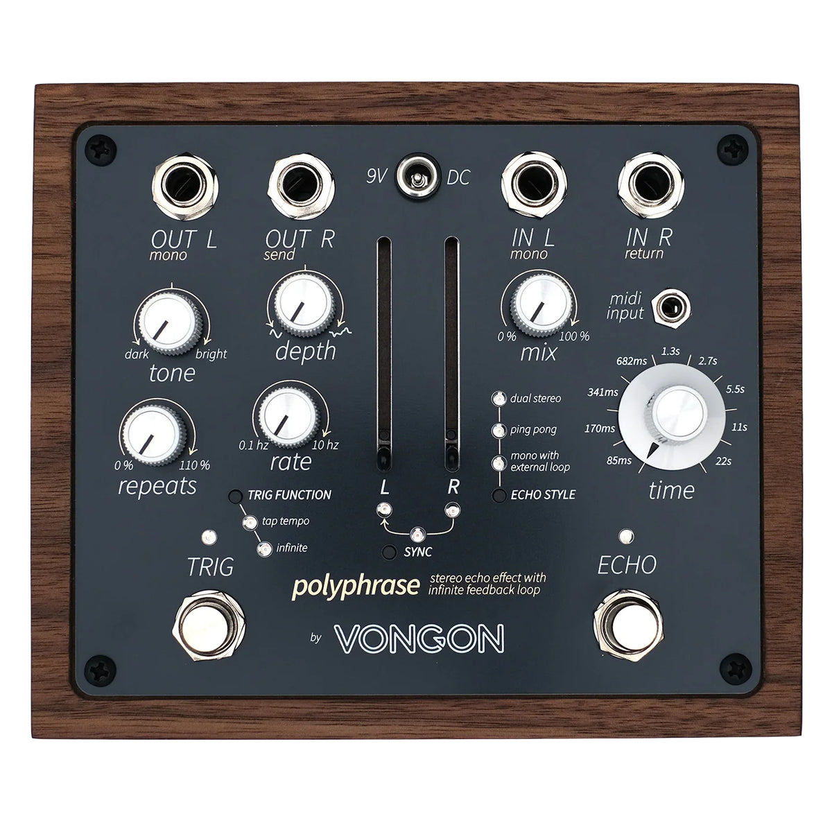 VONGON polyphrase ステレオエコーエフェクター Vongon Polyphrase Stereo Echo and Looper Pedal | Tone Wolf