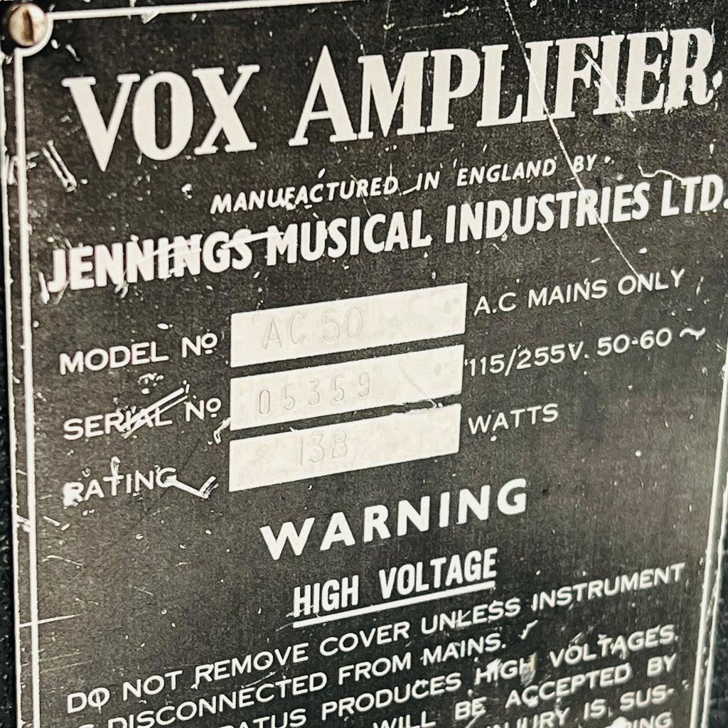 1965 Vox AC50 50w Vintage Guitar Amplifier Head - Black - 20