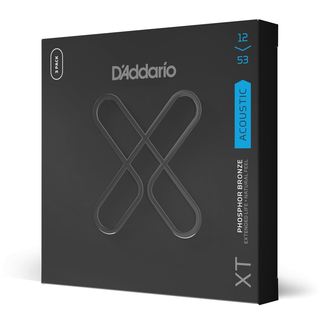 D'Addario XTAPB1253 XT Phosphor Bronze Acoustic Guitar Strings Light 12-53 3 Sets - 1